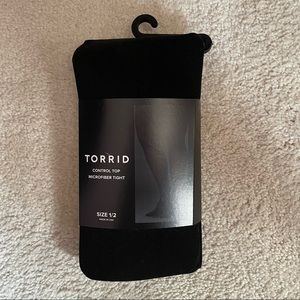 Black Control Top Microfiber Tights